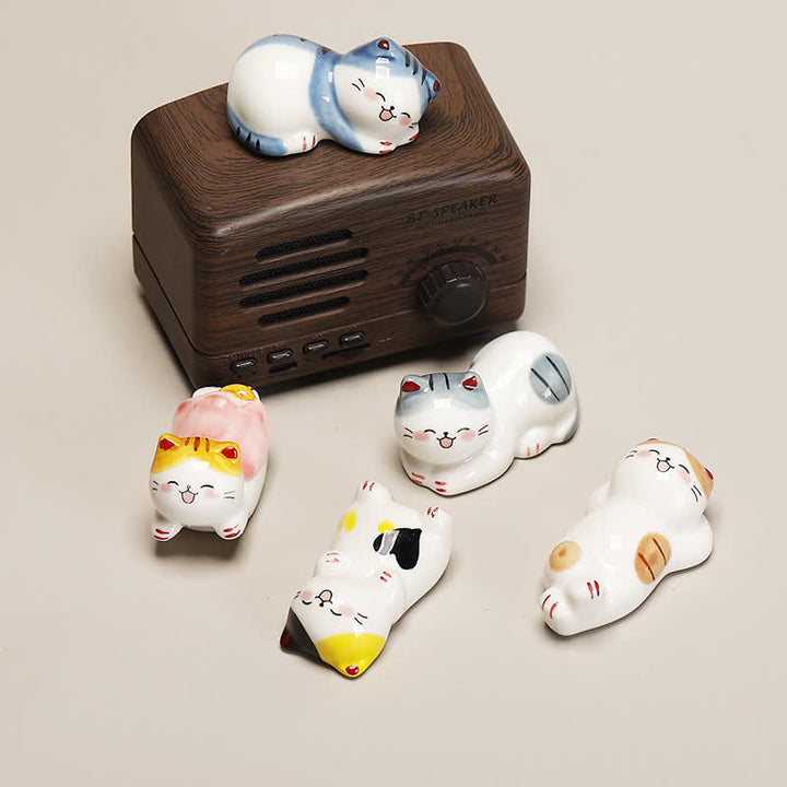 Buddha Stones Petit porte-baguettes de table en céramique en forme de chat porte-bonheur - image 9