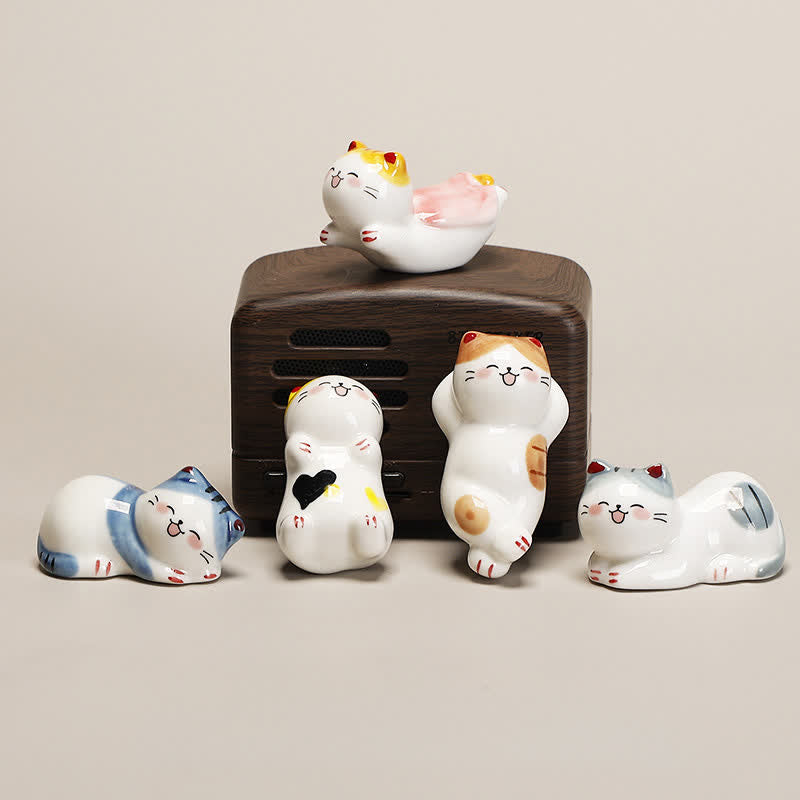 Buddha Stones Petit porte-baguettes de table en céramique en forme de chat porte-bonheur - image 8