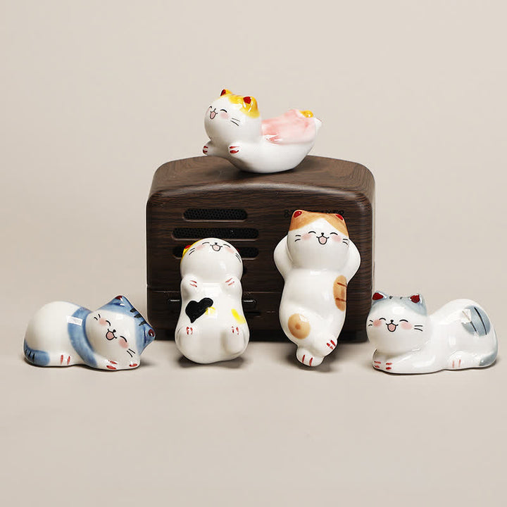 Buddha Stones Petit porte-baguettes de table en céramique en forme de chat porte-bonheur - image 8