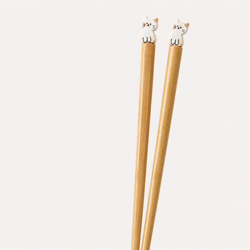 Buddha Stones Baguettes en bois de bambou style japonais pour chiot, chien et chat - Baguettes en bambou pour chat - Lot de 2 paires (une pièce de chaque motif) - image 6