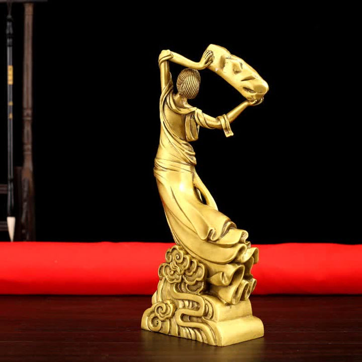 Statue décorative en cuivre du Bodhisattva Nuwa qui répare le ciel