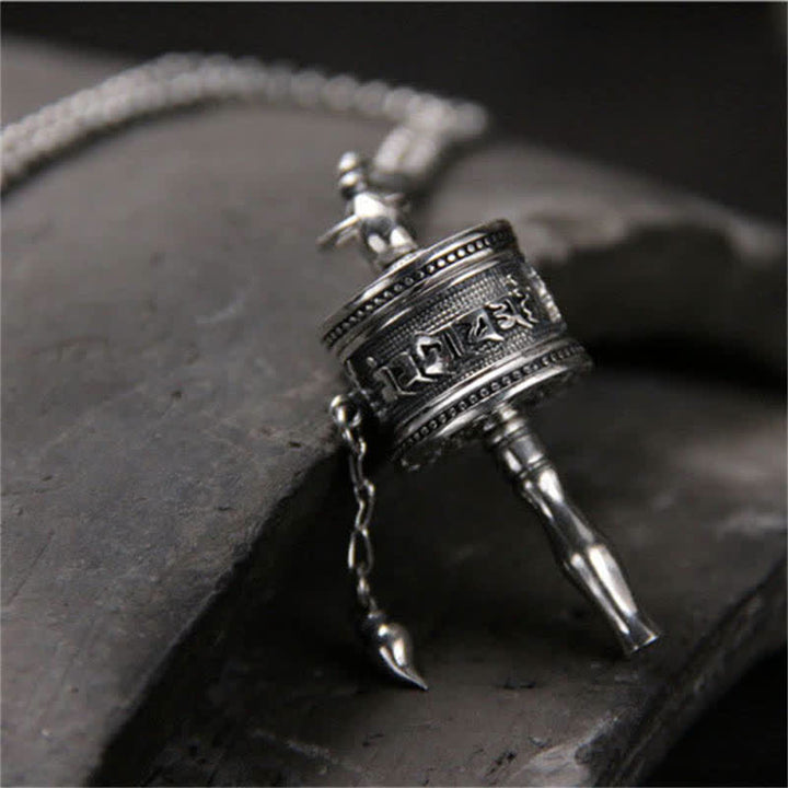 Collier pendentif rotatif en argent sterling 925 Buddha Stones et roue de prière Om Mani Padme Hum - image 5