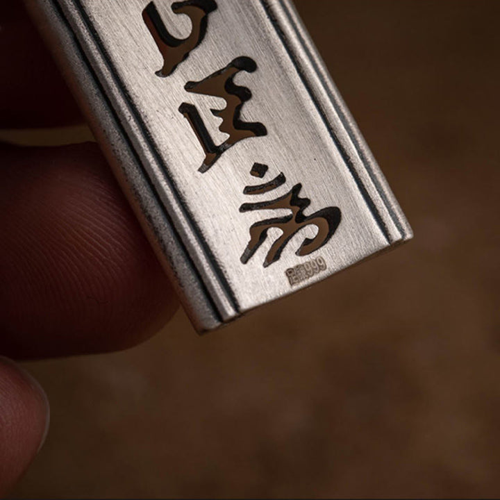 Collier pendentif en argent sterling 999 Buddha Stones et gravure Om Mani Padme Hum en forme de lotus - image 9