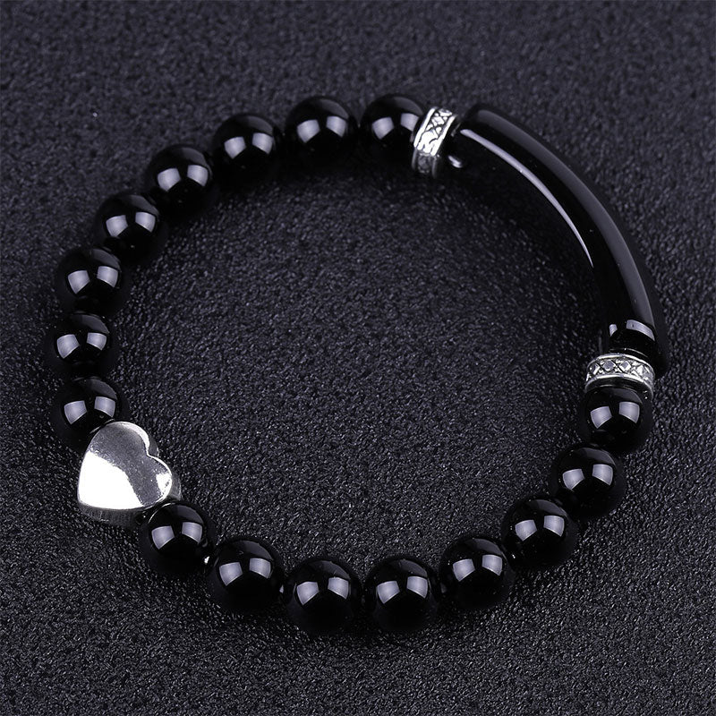 Bracelet unisexe en forme de cœur avec perles en cristal naturel