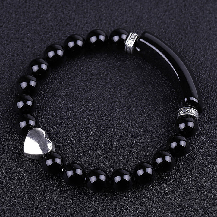 Bracelet unisexe en forme de cœur avec perles en cristal naturel