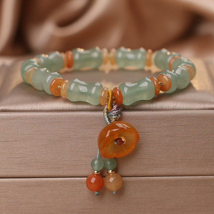 Bracelet porte-bonheur en jade naturel et bambou avec pierres de Buddha Stones