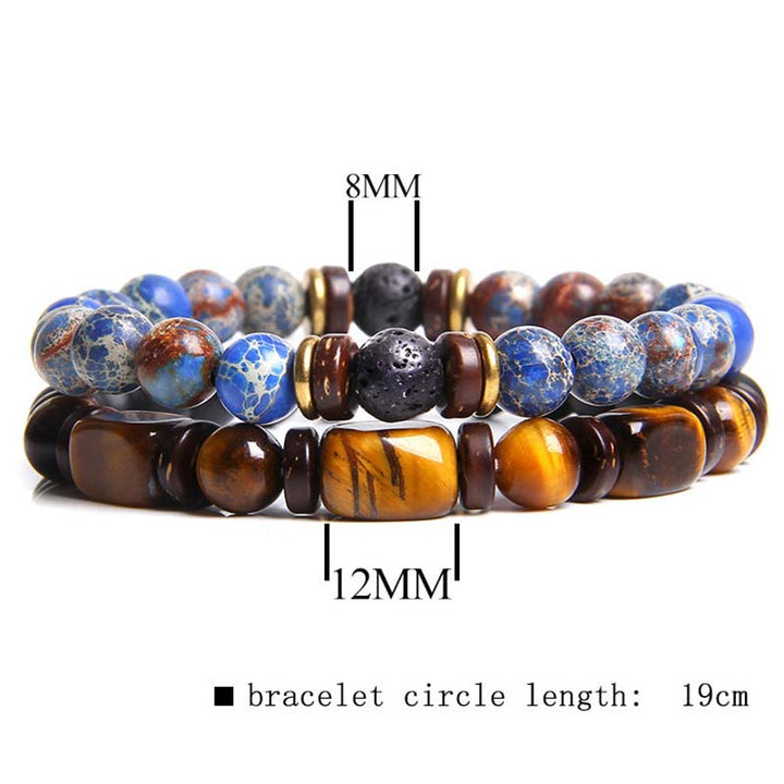 Bracelet de perles œil de tigre en cristal de guérison en Buddha Stones 2 pièces