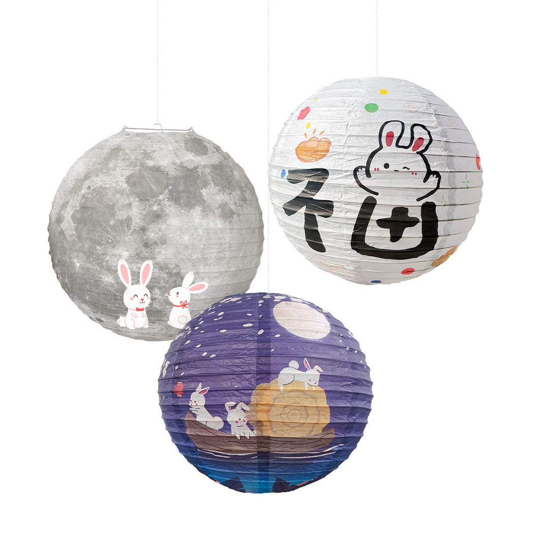 Lanterne en papier en forme de lapin à faire soi-même avec Buddha Stones pour décoration de fête de la mi-automne