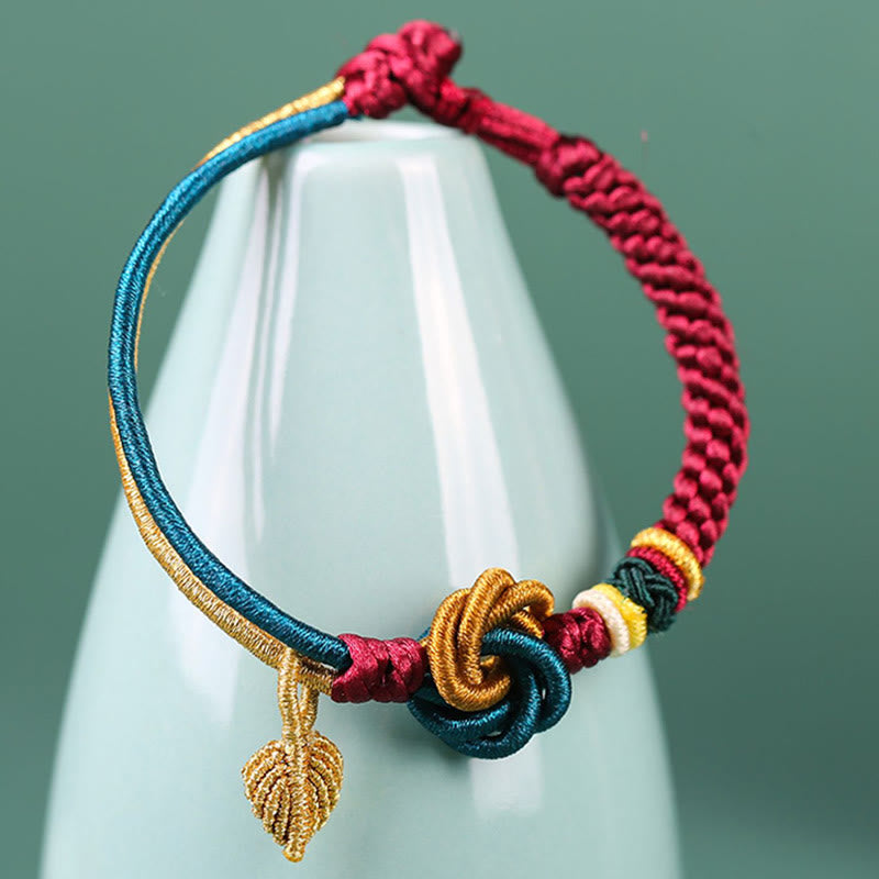 Bracelet tibétain en corde porte-bonheur fait main avec nœud mandala et Buddha Stones
