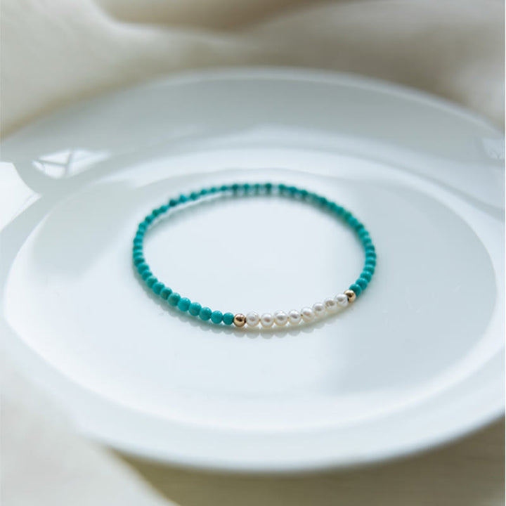 Bracelet en perles de turquoise naturelles en argent sterling 925 de Buddha Stones