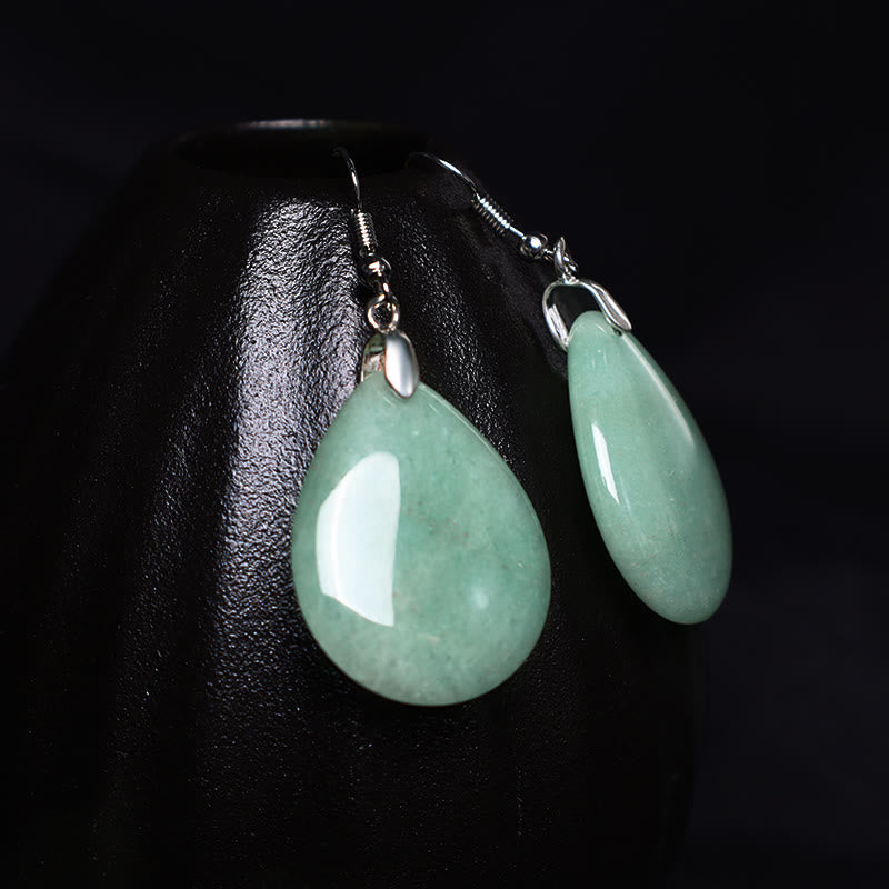 Boucles d'oreilles pendantes de guérison en aventurine naturelle Buddha Stones - image 3