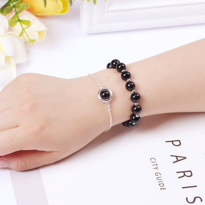 Bracelet positif en cristal de quartz fraise et pierre de soleil Buddha Stones