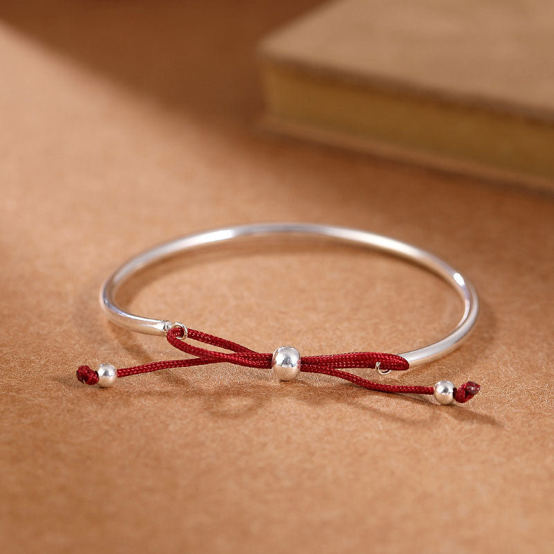 Bracelet de guérison en argent sterling 925 Buddha Stones et cordon rouge