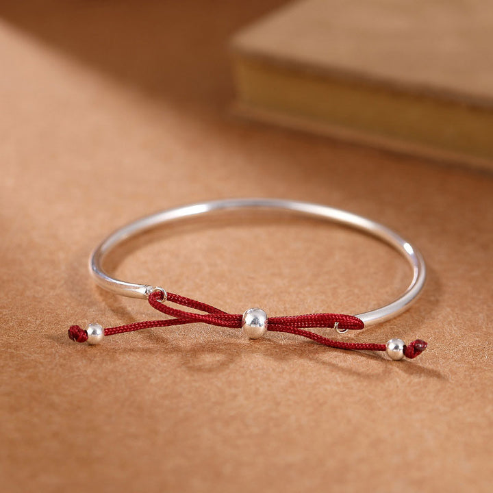 Bracelet de guérison en argent sterling 925 Buddha Stones et cordon rouge