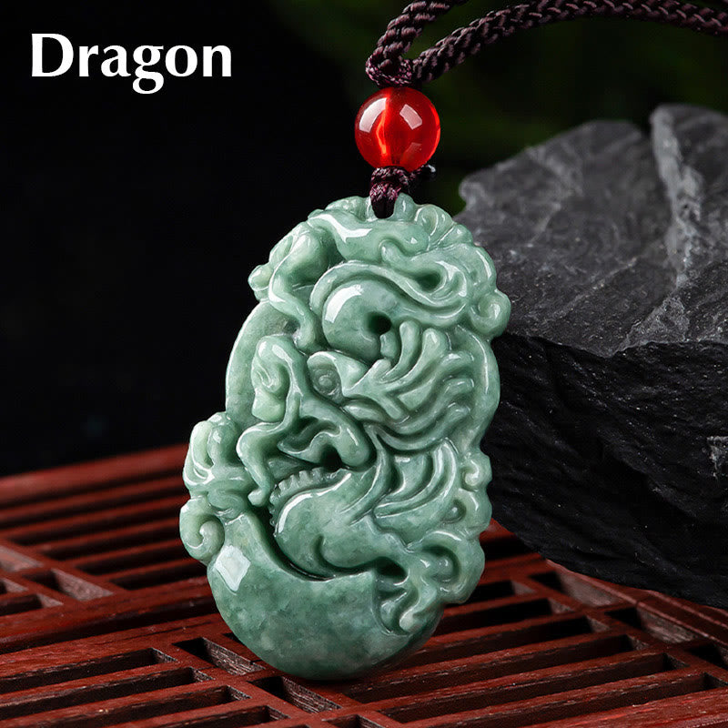 Buddha Stones pendentif de prospérité en jade naturel avec 12 signes du zodiaque chinois - Dragon - image 5