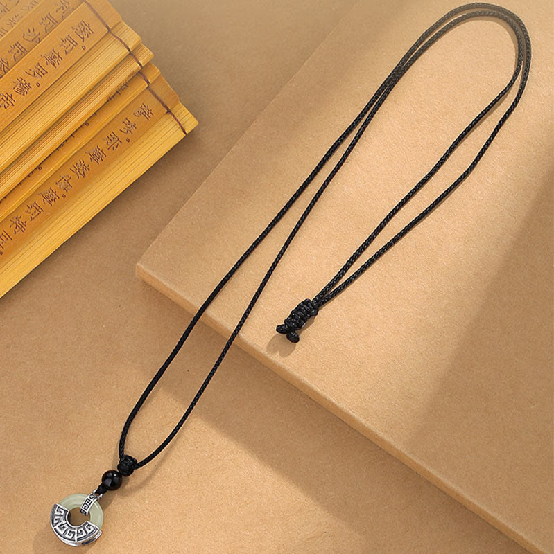Collier Buddha Stones Argent Sterling 925 Jade Hetian Naturel Boucle de Paix Prospérité Pendentif