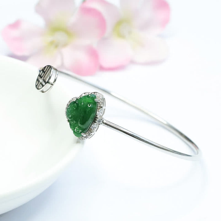 Bracelet porte-bonheur en jade et en argent sterling 925 avec Bouddha Buddha Stones