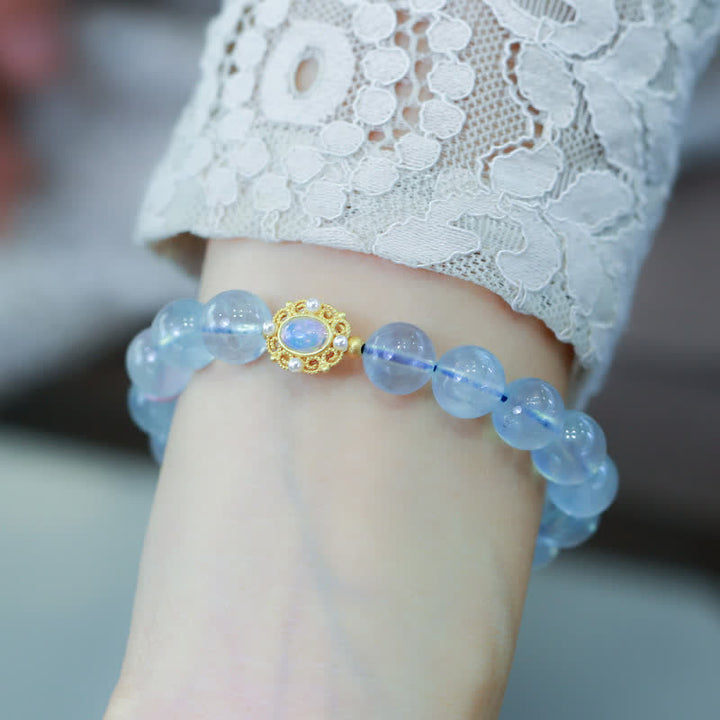 Bracelet de charme de guérison en perles d'agate rouge et aigue-marine naturelles de Buddha Stones - image 4