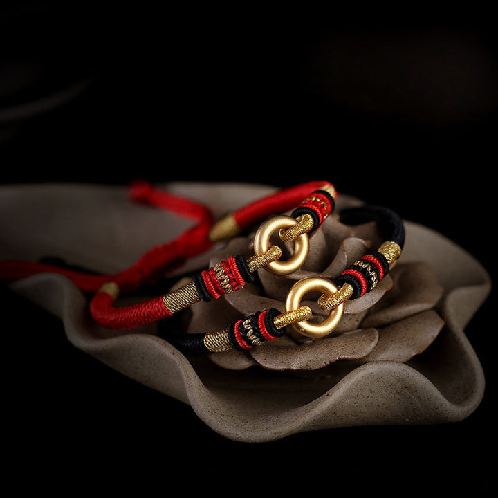 Bracelet Feng Shui porte-bonheur en corde rouge pour couple avec Buddha Stones