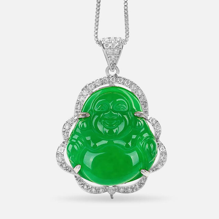 Buddha Stones rieur porte-bonheur en pierres de Bouddha - A-Bouddha rieur-Argent/Vert - image 6