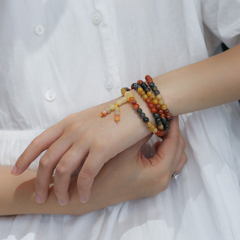 Bracelet Mala de protection en agate rouge naturelle de 108 Buddha Stones