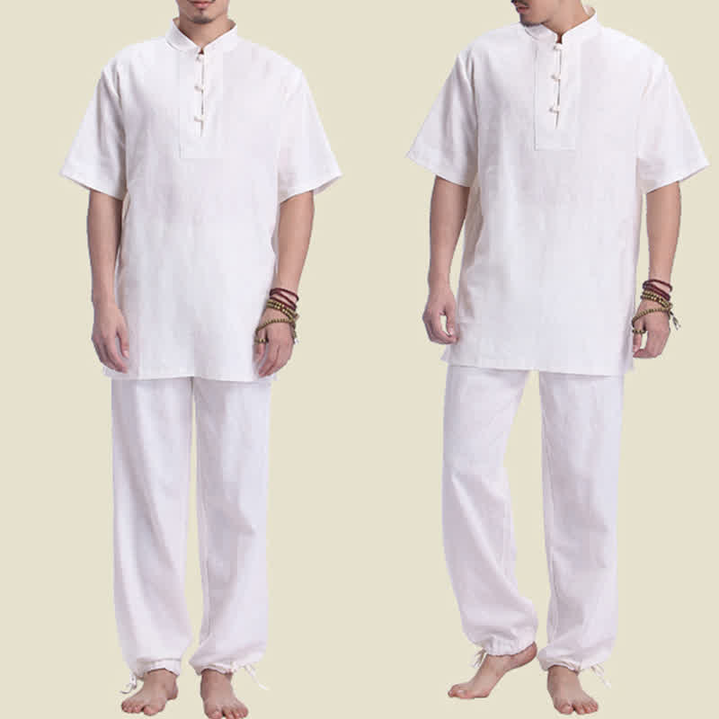 Ensemble de vêtements en coton et lin pour homme Buddha Stones, méditation spirituelle zen, prière - image 3