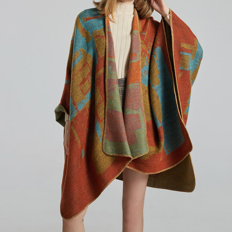 Écharpe châle orange tibétain chaud - image 7