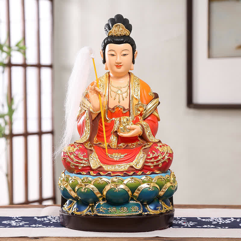 Statue de protection en résine Bodhisattva Nuwa Décoration de la maison - Statue assise de Nuwa - image 9