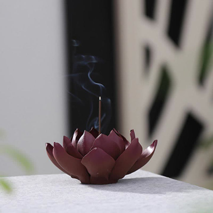 Brûleur d'encens tibétain en Buddha Stones Lotus Positive Peace