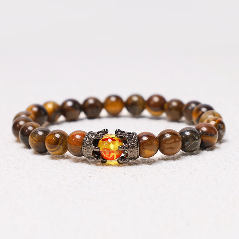 Bracelet couple en perles d'énergie de guérison avec couronne roi et reine en Buddha Stones
