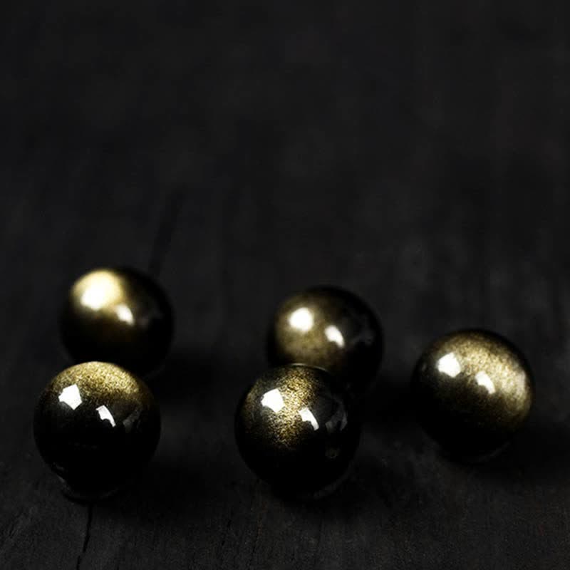 Buddha Stones pour vivre un renversement de fortune Bracelet de protection en obsidienne arc-en-ciel et or brillant