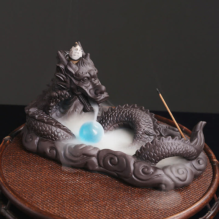 Brûleur d'encens de protection de fleur de dragon jouant à la balle
