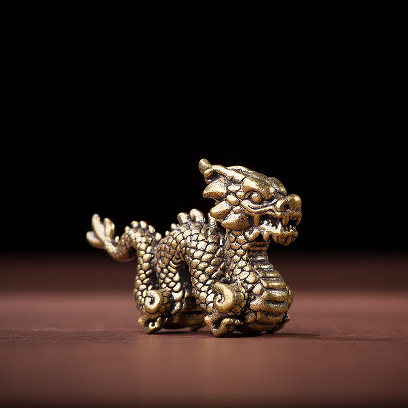 Buddha Stones Année du Dragon Petit Dragon en Laiton de Bon Augure Chance Succès Décoration de la Maison