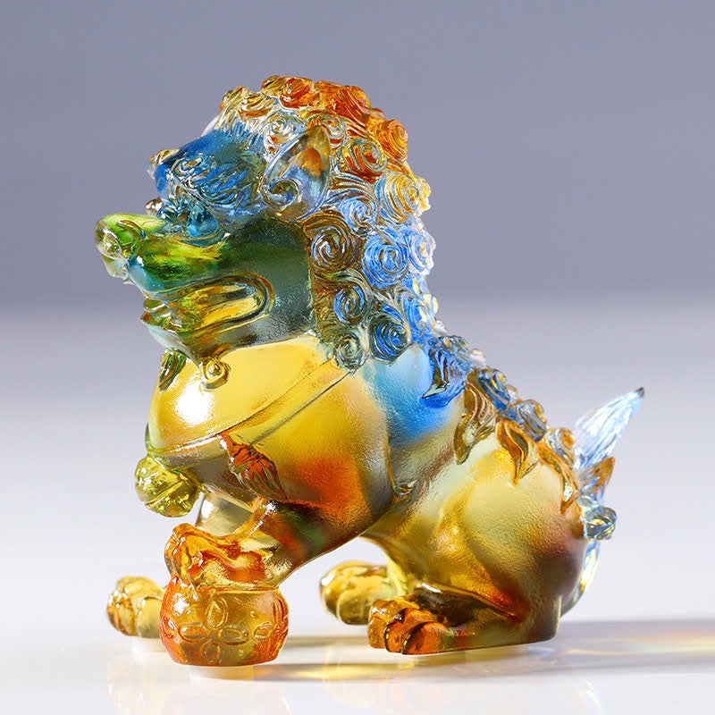 Pièce d'art en cristal de lion Liuli faite à la main Décoration de bureau à domicile