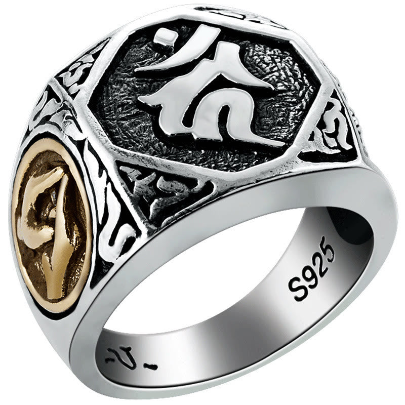 Bague ajustable en argent sterling 925 Buddha Stones et motif sanskrit sculpté - image 30