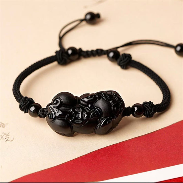 Bracelet de richesse en obsidienne naturelle, améthyste, citrine, PiXiu Cooper