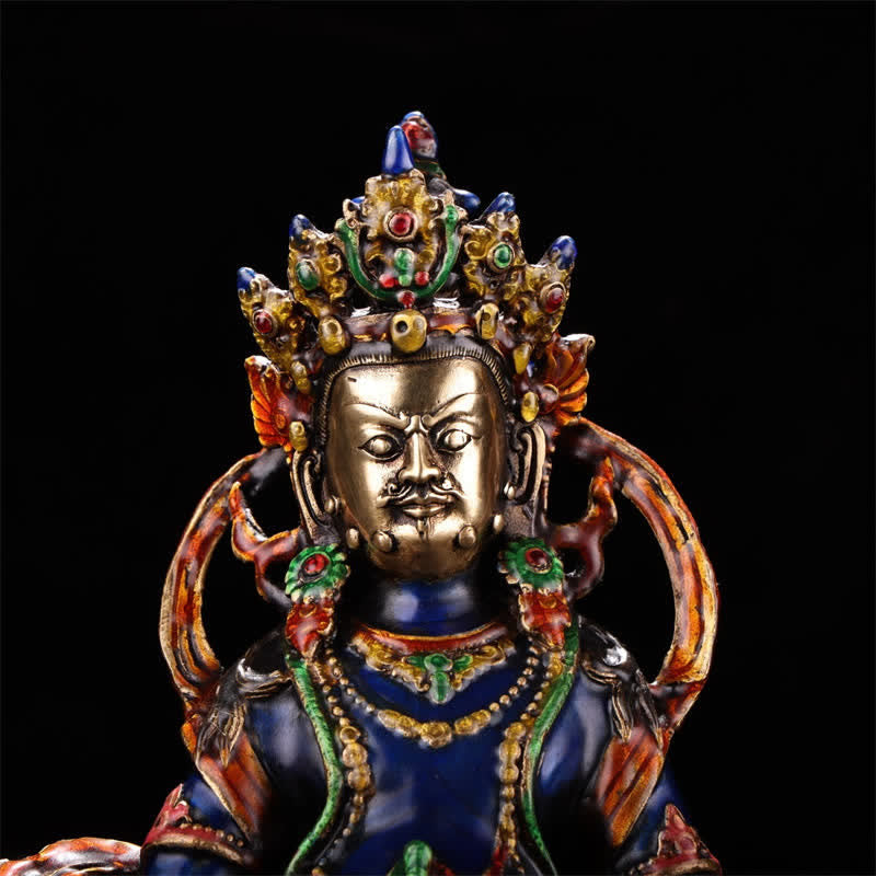 Figurine Bodhisattva Jambhala jaune Statue de sérénité en cuivre Décoration de la maison