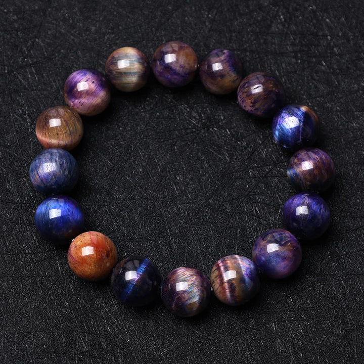 Bracelet de force de protection en œil de tigre violet naturel Buddha Stones