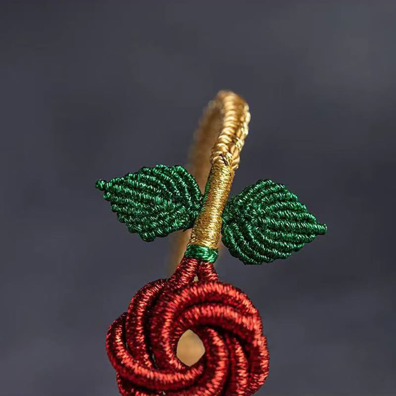 Bracelet fait main en corde de fleur de rose Buddha Stones et huit fils, nœud de paix, porte-bonheur