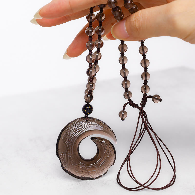 Collier pendentif en obsidienne noire naturelle et obsidienne glacée avec Buddha Stones