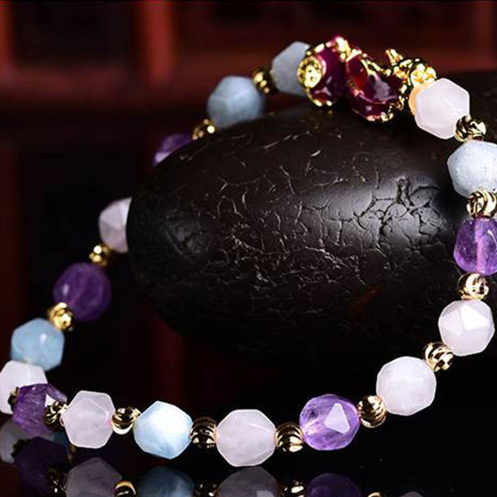 Bracelet porte-bonheur Pixiu en améthyste naturelle