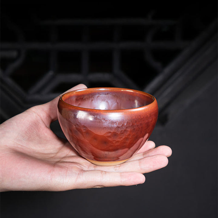 Tasse à thé en céramique faite à la main avec Buddha Stones, motif de lotus chinois Jianzhan, tasse à thé Kung Fu