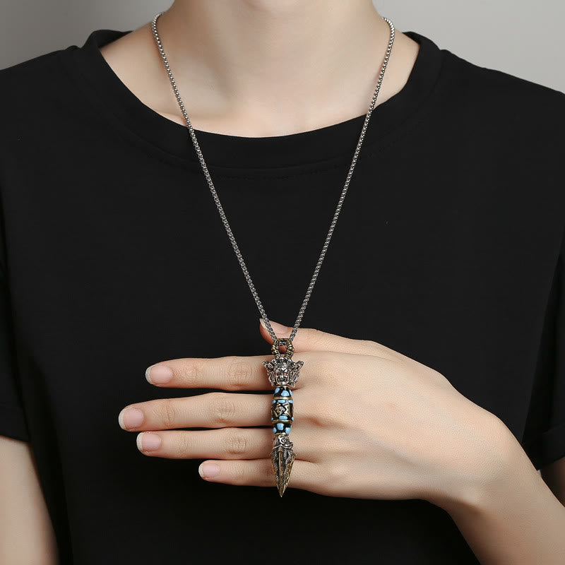 Buddha Stones Tibet Om Mani Padme Hum Dzi Perle Dorje Vajra Motif Richesse Collier Pendentif Rotatif - image 4