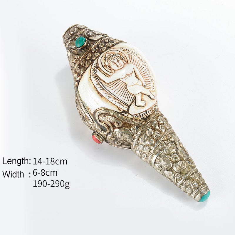 Coquillage de Bouddha Shankha gravé à la main tibétain, décoration positive de richesse - Bouddha Sakyamuni - image 17