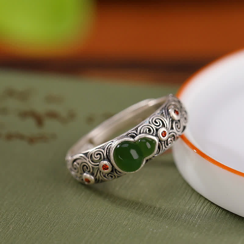Bague de bénédiction en argent sterling 925 avec agate rouge et jade cyan - image 6