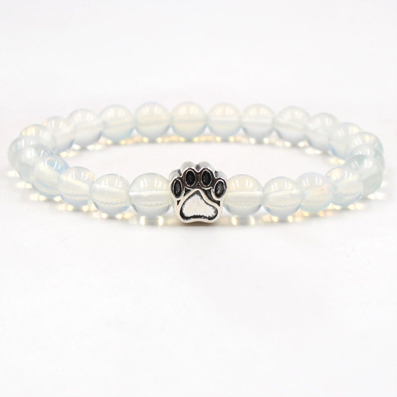 Bracelet de calme positif en agate indienne et agate verte avec patte de chien