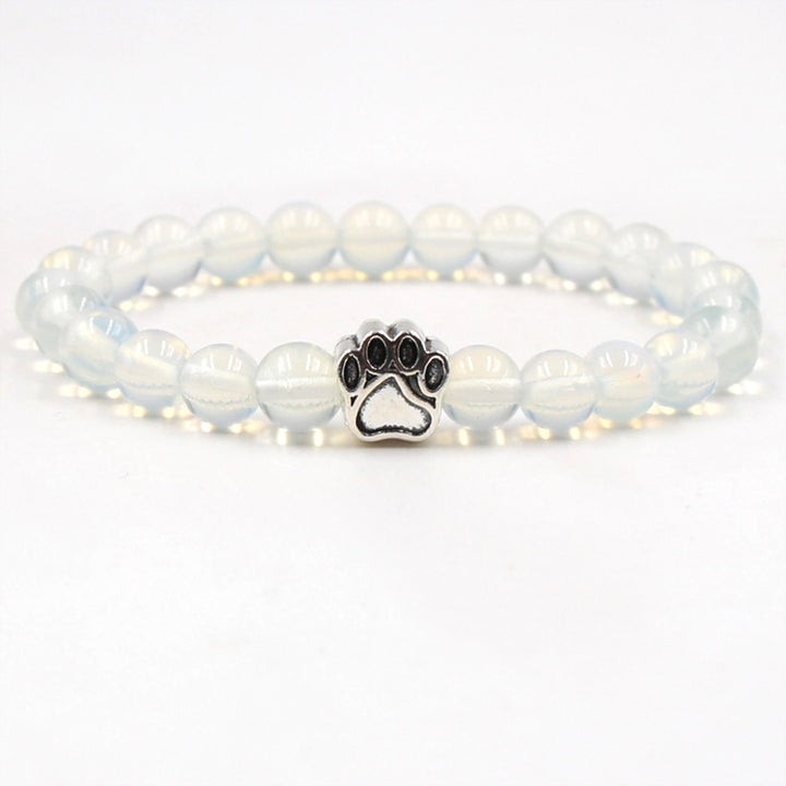 Bracelet de calme positif en agate indienne et agate verte avec patte de chien