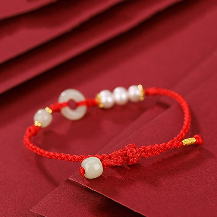 Bracelet porte-bonheur en perles de jade Hetian plaqué or en argent sterling 925 Buddha Stones