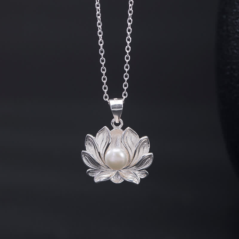 Buddha Stones Argent Sterling 925 Collier Fleur de Lotus Perle Richesse Pendentif - image 3