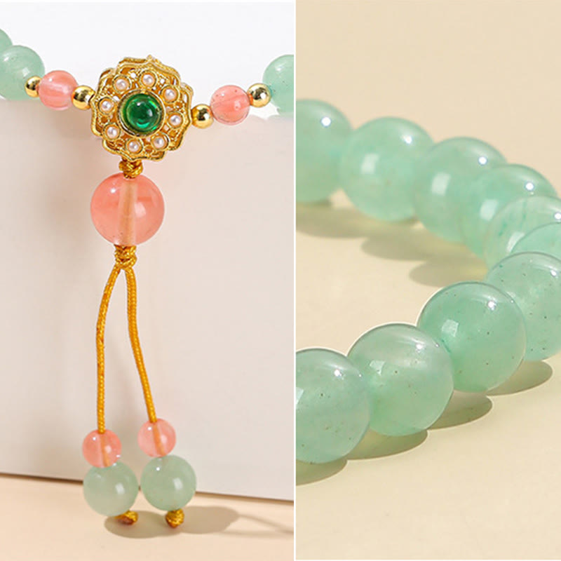 Buddha Stones Bracelet de perles de chance en Aventurine Verte